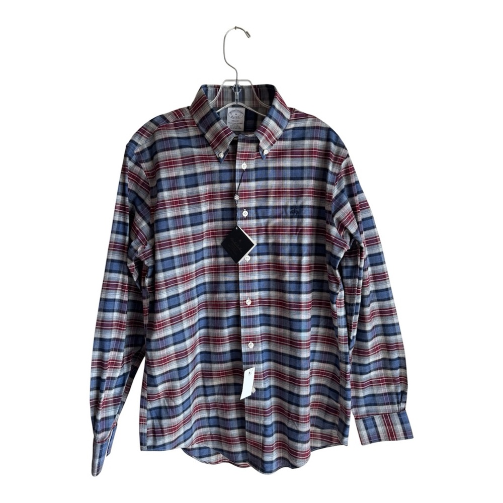 NWT Brooks Brothers Blue And Maroon Red Plaid Button-Down Shirt